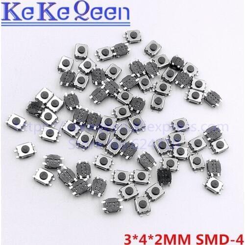 1000PCS 3*4*2 Micro button tact switch 4 pin SMD Little Turtle 3x4x2MM 3*4*2MM SMD-4 Double spring