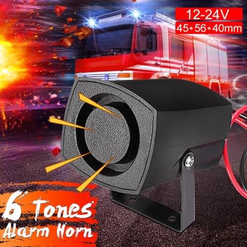 12-24V 6 Tones General Car Police Fire Alarm Horn Ring Alarm 110-120db System Siren Speaker Warning Loud Sound Alarm Speaker
