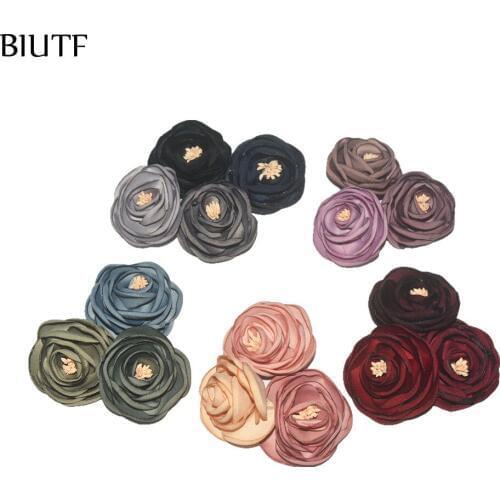 16pcs/lot Vintage Color Burned Satin Flower with Stamen Hair Accessories Hairpin Hair Clip for Girl and Women TH238