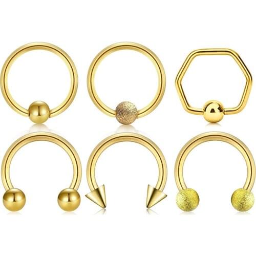 16g Cartilage Earring Hoop Stainless Steel Horseshoe Barbell Piercing Septum Nose Rings Hoop Lip Eyebrow Tongue Helix Tragus