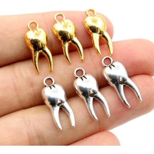 19x8mm 30pcs Antique Silver Plated Gold Tooth Handmade Charms Pendant:DIY for bracelet necklace
