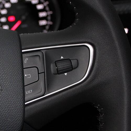 2pcs Car Interior Steering Wheel Button Decorative Cover Trim Stainless steel for Peugeot 508 2011-2016 408 2014-2015