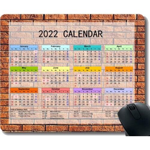 2022 Calendar Mouse Pad,Wall Texture Bricks Light Anti-Slip Rubber Mousepad with Durable Stitched Edges