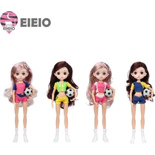 26cm 11 Movable Joints 1/6 Doll Cute 4D Blue Purple Eyes Multiple Hairstyle Babydoll Football Dress Up Fashion Toy Girl Gift