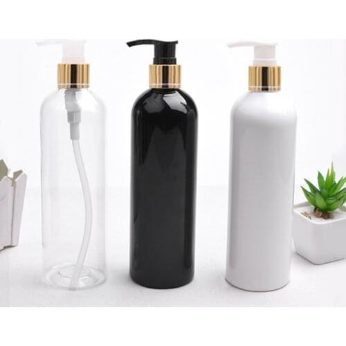 400ml black/white Emulsion pump bottle empty Shampoo Lotion Plastic Bottles Container Liquid Soap with Gold Emulsion Pump