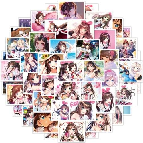 52Pcs/Pack Kizuna AI Anime Stickers Laptop Guitar Motorcycle Luggage Skateboard Bicycle Waterproof Sticker Kids Toys