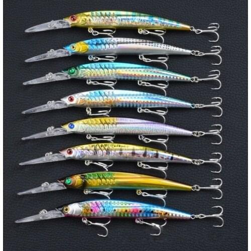 8Pcs/Lot 3D Eyes Sea Fishing Laser Lures 14.5cm/13.2g Minnow Wobblers Crankbait Aritificial Hard Swim Baits Pesca Isca 6# Hooks