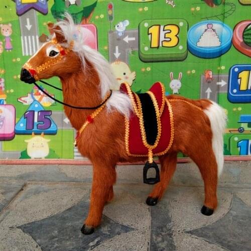 Big real life yellow horse model polyethylene&furs simulation horse doll with saddle gift about 44x44cm xf2891
