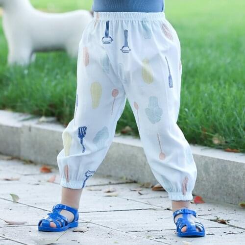 Kids Summer Wide Pants For Little Girls Boys Children Cotton Trousers Oversize Baggy Pants With Print Baby Clothes 2 To 7 Years