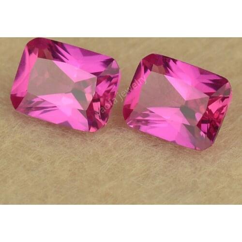 Hot Sale 5A 3x5~13x18mm 3# Pink Rose Red Lab Rubys Stone Loose Rectangle Octangle Shape Cut Corundum Gems Beads For Jewelry