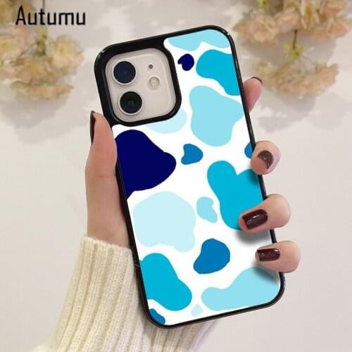 Phone Case for iPhone 12 mini X XS XR 11 Pro Max SE 2020 5 6S 7 8 Plus Samsung Galaxy S8 S9 S10 S20 S21 Very Blue Cow Cover