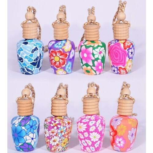 Floral Art Printed Hanging Car Air Freshener Perfume Diffuser Fragrance Empty Perfume Bottle Air Freshener Diffuser Car Styling