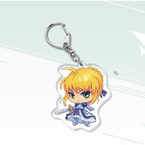 Fate Grand Order Arturia Pendragon Gilgamesh Anime Acrylic Figure keychain Keyring Decoration Collection Model Toy
