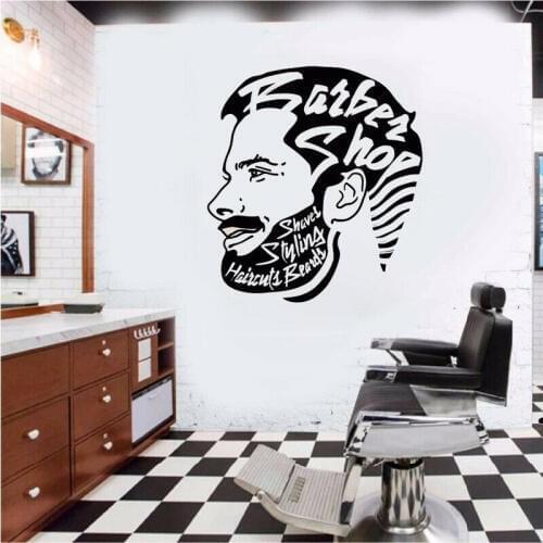 Barbershop Wall Decal hairdresser men style Decor WallPaper Vinyl Sticker removable Barbershop Decoration Design Mural X476