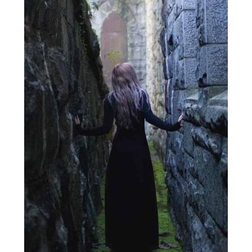 Gothic Medieval Dress Court Long Robe Noble Round Neck Belt Party Cosplay Carnival Halloween Costume For Women Retro Vestidos