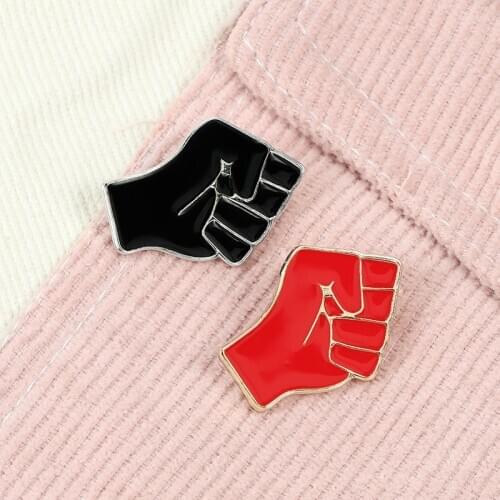 Raised Fist of Solidarity Enamel Pin Red Black Brooch Creative Black Lives Matter Badge Bag Denim Shirts Lapel Pins Jewelry Gift