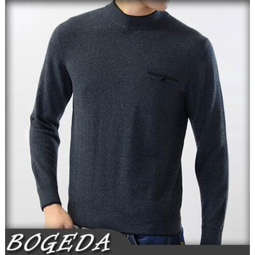 Pure Cashmere Sweater For Men Winter Pullover Solid Dark Gray Casual High Quality Natural fabric Free shipping Stock Clearance