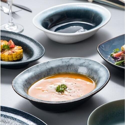 Ceramic square plate with dish deep plate creative personality net red Japanese tableware home good-looking breakfast snack frui