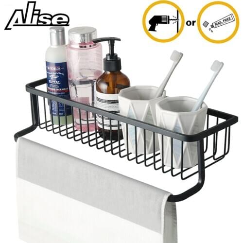 Alise Non-Drilling Shower Caddy Shower Basket with Towel Bar Shower Organiser 304 Stainless Steel Bathroom Basket Storage