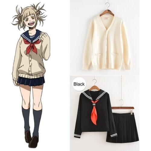 My Hero Academia Cosplay Costume Anime Cosplay Boku no Hero Academia Himiko Toga JK Uniform Women Sailor Suits with Sweaters