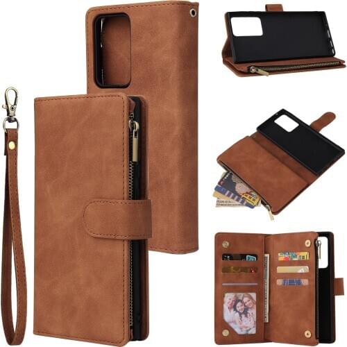 For Samsung S21 Note 20 Ultra 10+ 9 S20 FE A71 A51 A41 S20 S10 S9 S8 Plus S10 Lite Zipper Wallet Flip Leather Phone Case