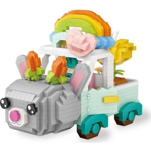 LOZ 9269 MINI Blocks Kids Building Bricks Toys Girls Rabbit Truck Adult Puzzle