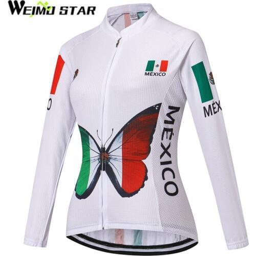 Mexico Cycling Jersey Long Sleeve Weimostar Women Clothing Wear Outdoor Breathable Ropa Ciclismo Tops S-XXXL