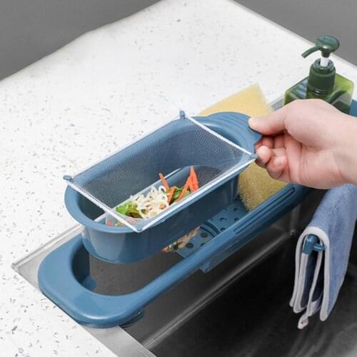 Multifunction PP Sink Drain Rack Soap Sponge Storage Basket Kitchen Gadget for Home