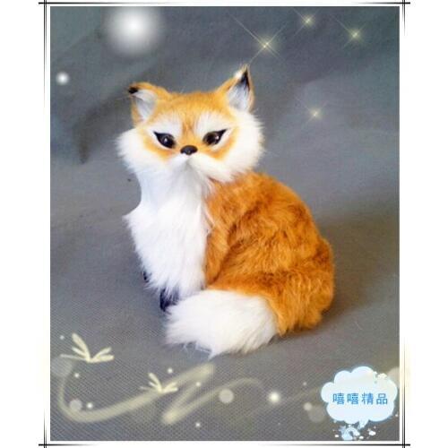 Simulation cute fox turned 11x10x12cm toy model polyethylene&furs fox model home decoration props ,model gift d239