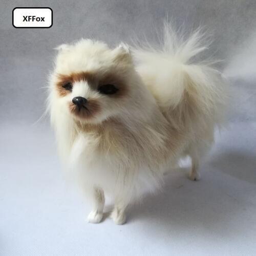 New real life Pomeranian dog model plastic&furs light colour Pomeranian dog doll gift about 22x9x20cm xf2004