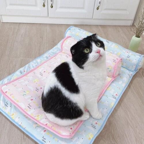Cooling Pet Bed for Small Medium Dog Puppy and Cat, Comfortable Rectangle Nest Sleeping Bag Cushion Mat Pad for Summer