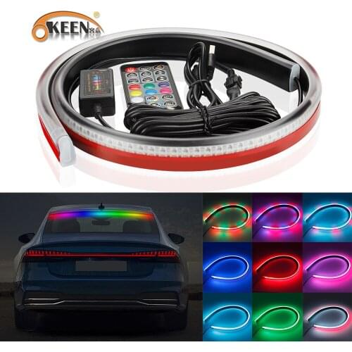 OKEEN LED Car Windshield Sound Activated Car RGB LED Light Strip Music Rhythm Flash Lamp With Control Box 3rd Tail Warning Light