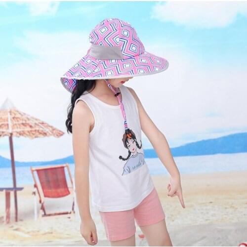 Kid Bucket Hat Wide Brim Children Beach Sun Hat Summer Girls Boys Outdoor Travel Casual Hiking Hats