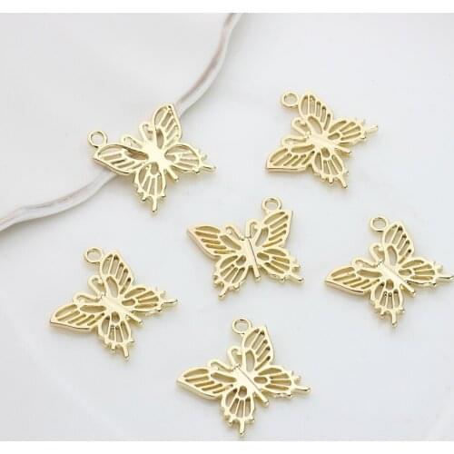 Zinc Alloy Charms Hollow Out Cute Butterfly Charms Pendant 6pcs/lot 16mm for DIY Jewelry Making Finding Accessories