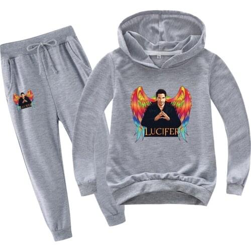 Casual TrackSuits Kids Lucifer Hoodies Sports Pants 2 Pieces Set Children Causal Toddler Boys Clothing Sets Girls Outfits