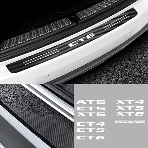 Car Styling Carbon Fiber Car Trunk Rear Bumper Protection Sticker For Cadillac ATS CTS XTS Escalade CT4 CT5 CT6 XT4 XT5 XT6