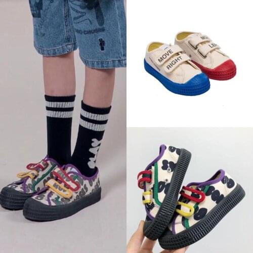 In stock Bobo Novesta Casual Girls Boy Canvas Shoes Printed Fashion Children Shoes Non-slip New Spring Autumn Kids Sneakers