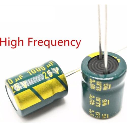 100-500pcs good quality 25V 1000UF Low ESR/Impedance high frequency aluminum electrolytic capacitor 20% 1000UF25V