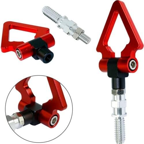 1pc Red European Car Racing Screw Aluminum Triangle Ring Tow Towing Hook Car Accessories