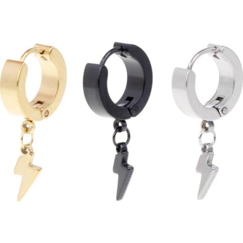 1pc Punk Earrings Fashion Pendant Personality Male Women Men Jewelry Titanium Steel Hip Hop Ear Stud Buckle Anti Gifts