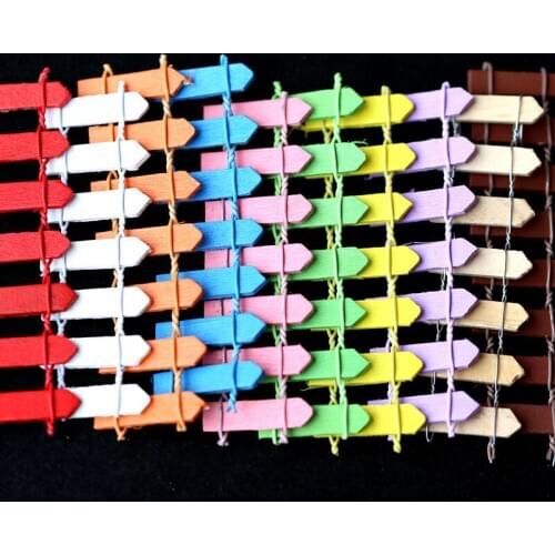 10PCS Long Miniature Wooden Fence DIY Colorful Fairy Garden Miniature Doll House Decoration Decoration Succulent Fence