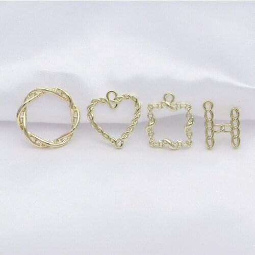 10pcs DIY Love Heart Pendant Charms Handmade Hollow Pendant for Necklace Key Chain Earrings Jewelry Making Accessories