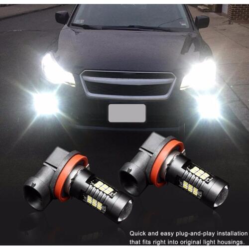2pcs H11 led fog lights Bulb,21SMD 3030 Chips with Projector For Auto Daytime Runnig Lights DRL or Fog Lamp, Xenon White 6000K