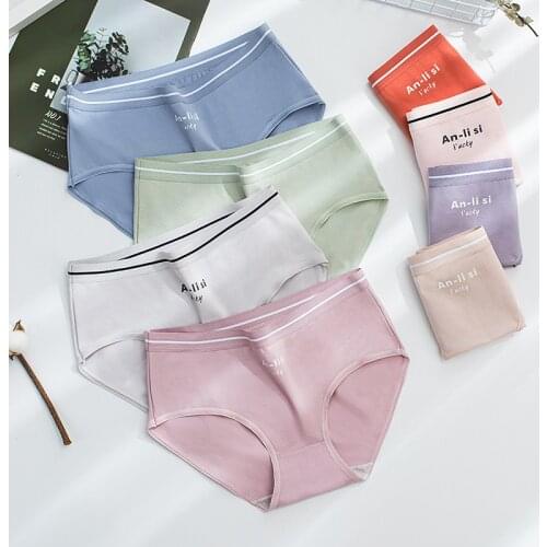 3Pcs/Set Large Size L-XXL Cotton Mid-waist Women Underwear Bag Hip Solid Panties Breathable Print Briefs Soft Skin Care Lingerie
