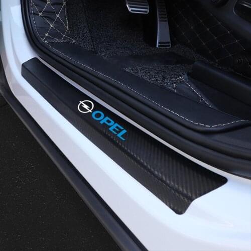 4PCS Car Door Sill Threshold Protected Carbon Fibre Sticker For Opel astra h j g corsa d vectra c zafira b insignia vivaro mokka