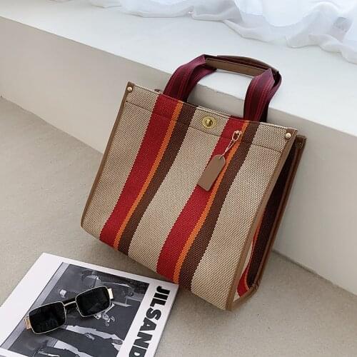 Large Capacity Women Shoulder Bags High Quality Canvas Shopping Bag Striped Lady Tote Handbags Wild Bags Sac a Main Femme 2021