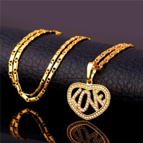 Collare Heart Love Full CZ Pendants Gold/Silver Color Accessories Wholesale Valentine Gift Jewelry Crystal Necklace Woman P143