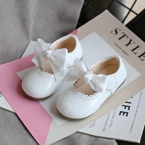 CAPSELLA KIDS Spring Autumn Baby Girls Shoes Cute Bow Patent Leather Princess Shoes Solid Color Kids Gilrs Dancing Shoes 15-30
