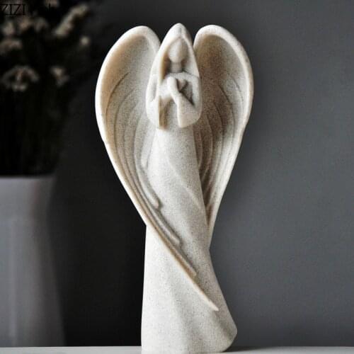 European Style Resin Guardian Angel Sculptures Ornaments Book Cabinet Home Desktop Decoration Crafts