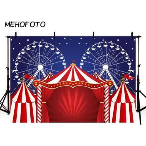 MEHOFOTO Circus Carnival Photo Background for Birthday Party Photography Red Tent Backdrops for Photobooth Baby Shower Banner